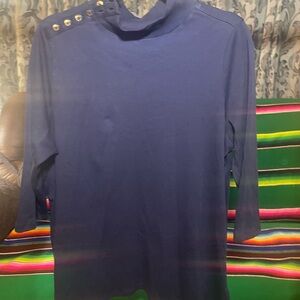 Navy Button-Detail Women's Top